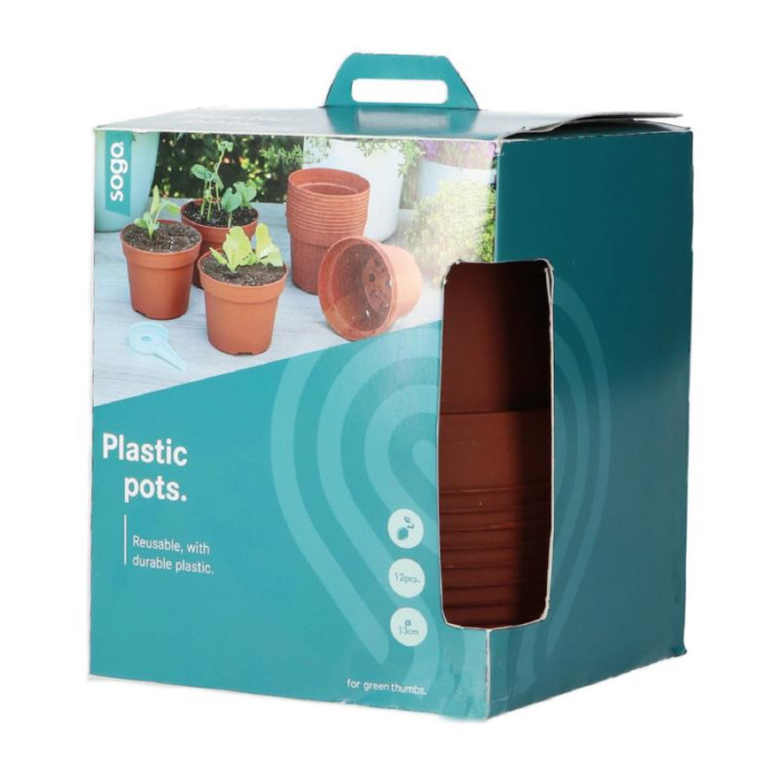 Plasticne saksije-SOGO Plastic pot terra color 13cm 12pcs-SO887330