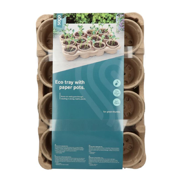 ECO tacna sa papirnim saksijama-SOGO Eco growing tray incl. 12 paper pots 9cm-SO887353