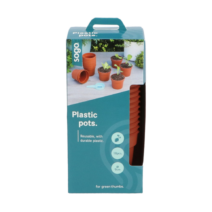 Plasticne saksije-SOGO Plastic pot terra color 9cm 18pcs-SO887327
