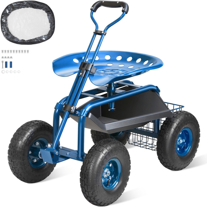 Vrtlarska stolica za sadnju,sjedalo okretno za 360°-VEVOR Garden Cart Rolling Workseat with Wheels-MG816