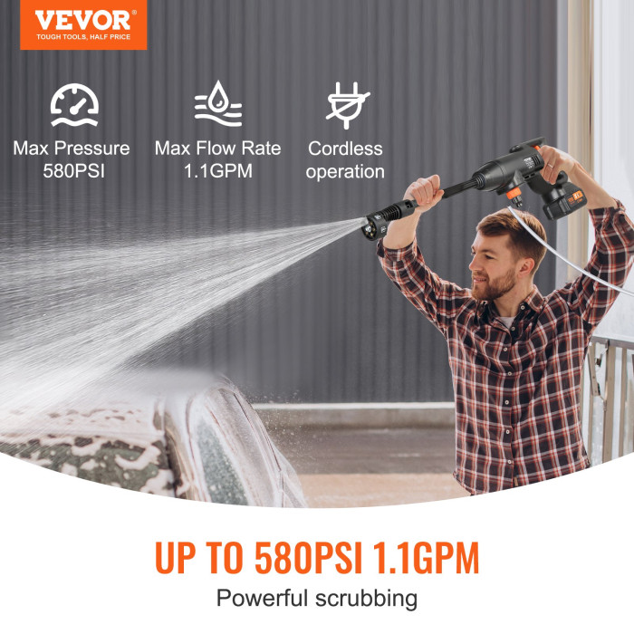 Akumulatorski uređaj za pranje pod visokim pritiskom-VEVOR High Pressure Cordless Washer Cleaner-MG834