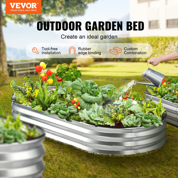 VEVOR Galvanized Metal Planter Box, silver-MG24856