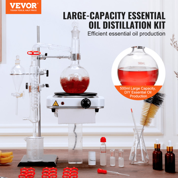 Komplet za destilaciju eteričnog ulja, 500ml-VEVOR Essential Oil Distillation Kit-MG24875