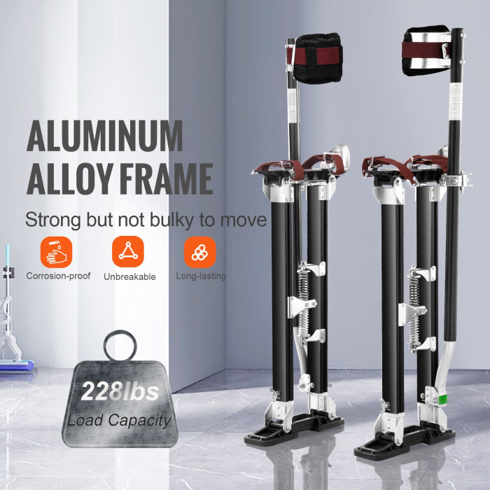 VEVOR Drywall Stilts Aluminum Tool Stilts 24''-40'' Adjustable Painting Black-MG25976